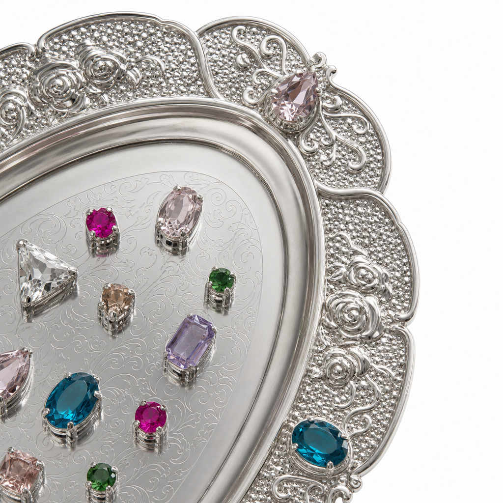 Vintage Crystal Jewelry Tray – Aesthetic Ring & Necklace Organizer
