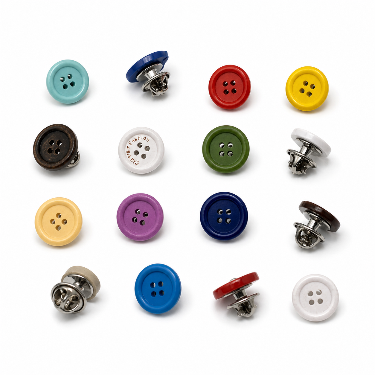 30-Piece Colorful Button Brooch Set – Y2K DIY Clothing Pins